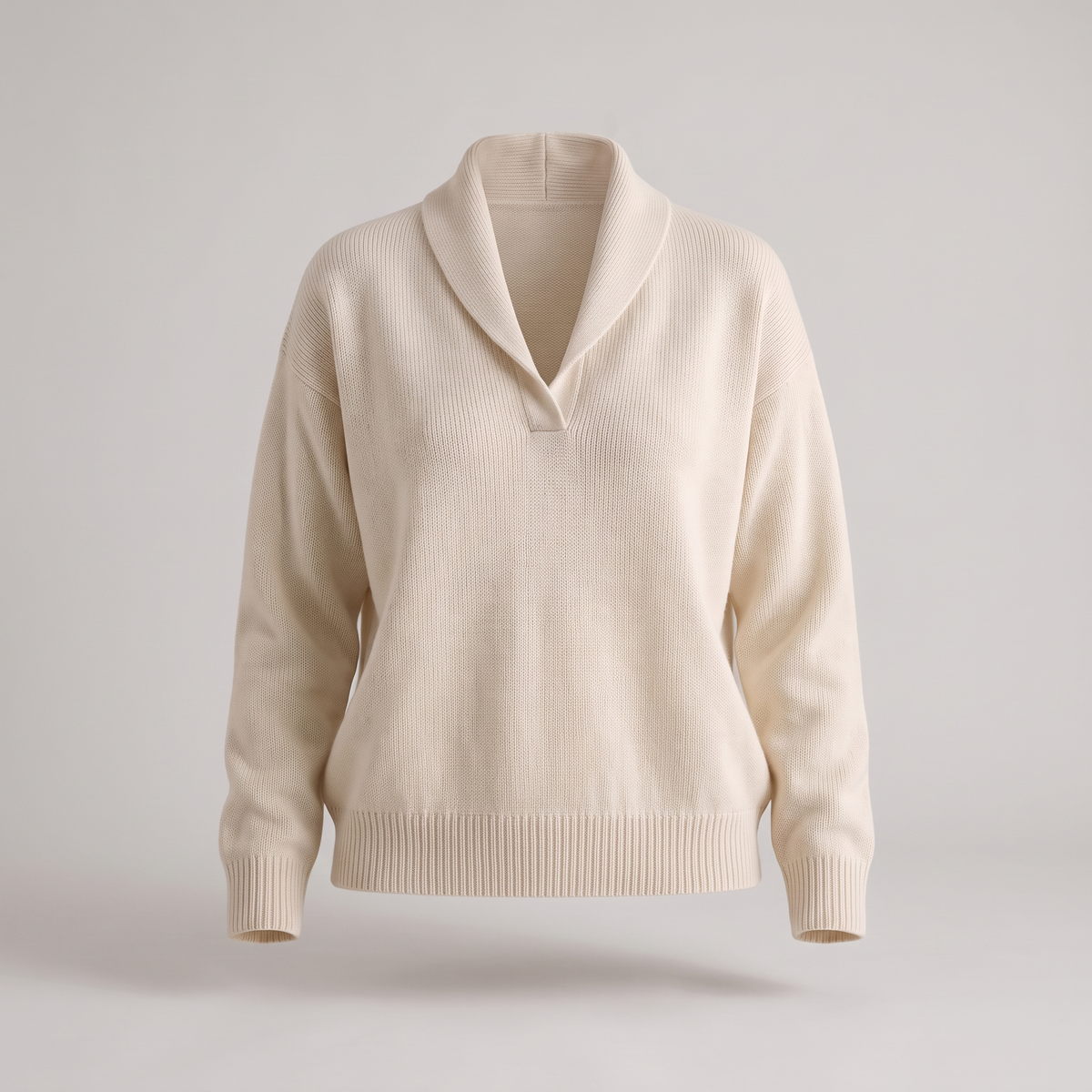 Classic V-Neck Knit Jumper - Cream