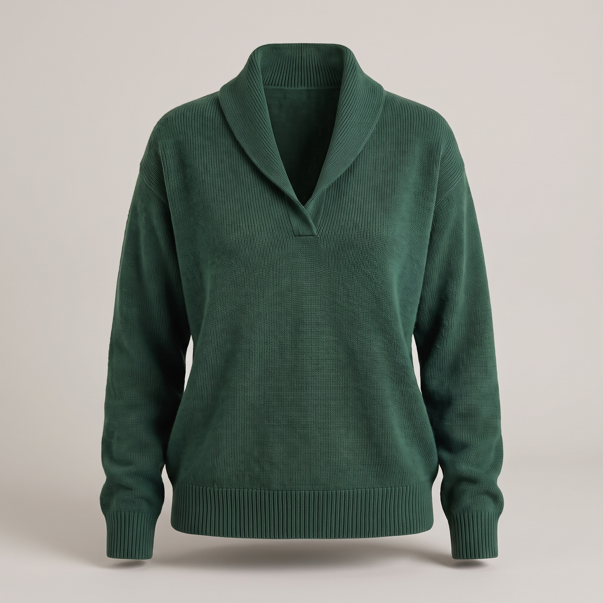 Classic V-Neck Knit Jumper - Green