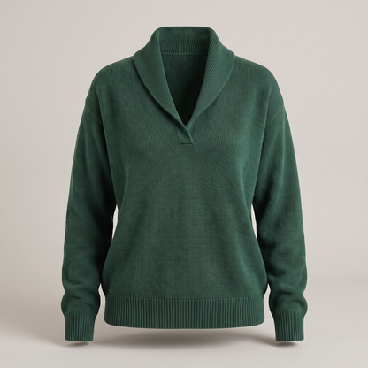 Classic V-Neck Knit Jumper - Green