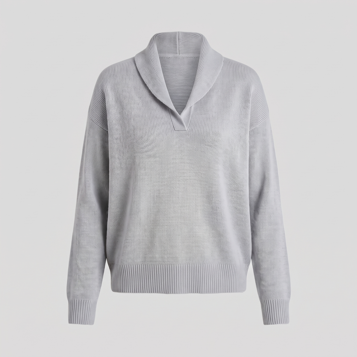 Classic V-Neck Knit Jumper - Grey
