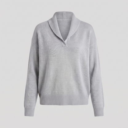 Classic V-Neck Knit Jumper - Grey