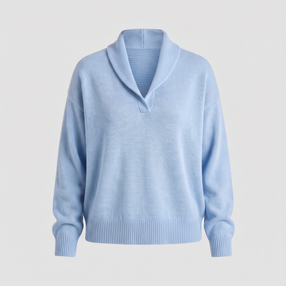 Classic V-Neck Knit Jumper - Light Blue