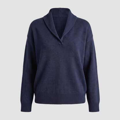 Classic V-Neck Knit Jumper - Navy Blue