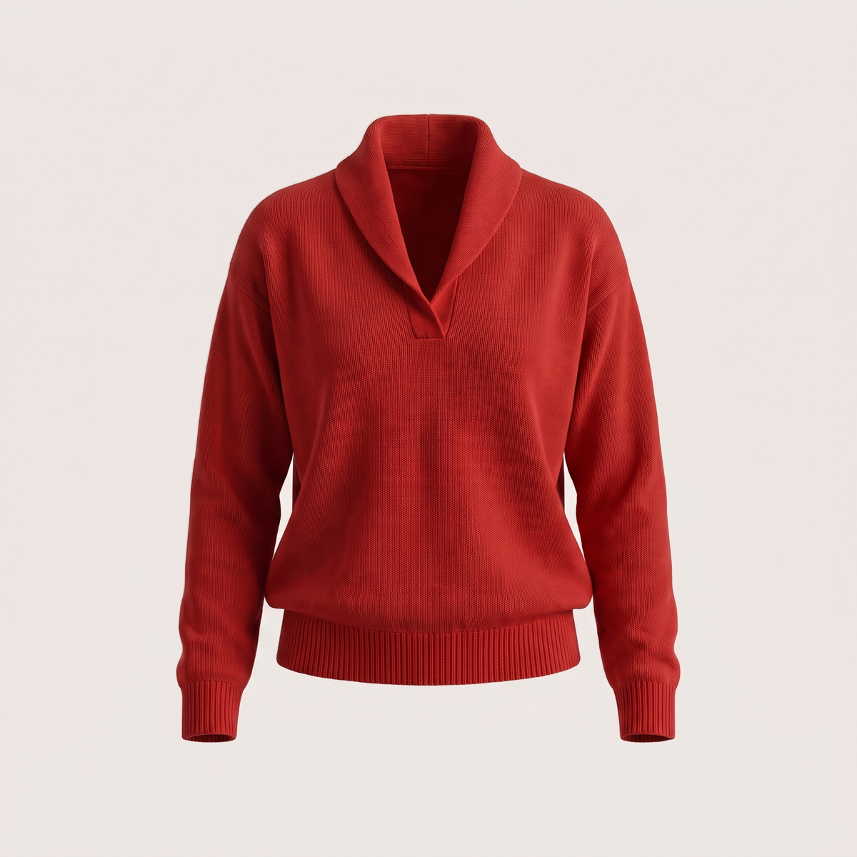 Classic V-Neck Knit Jumper - Red