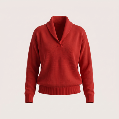 Classic V-Neck Knit Jumper - Red