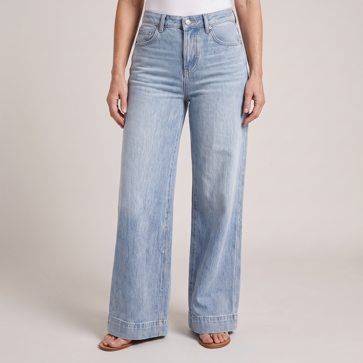Classic Wide Leg Denim Trousers