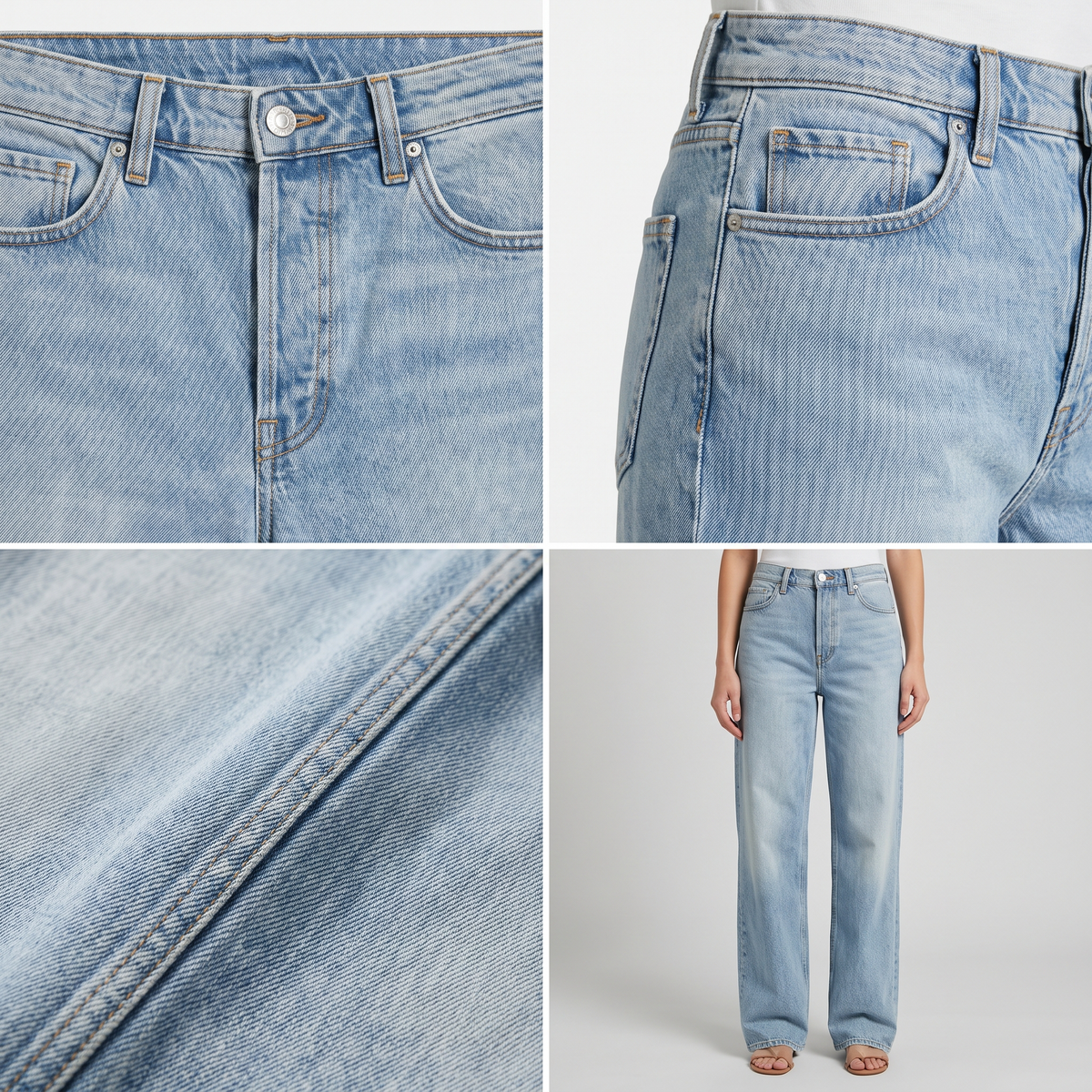 Classic Wide Leg Denim Trousers