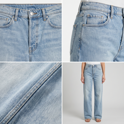 Classic Wide Leg Denim Trousers