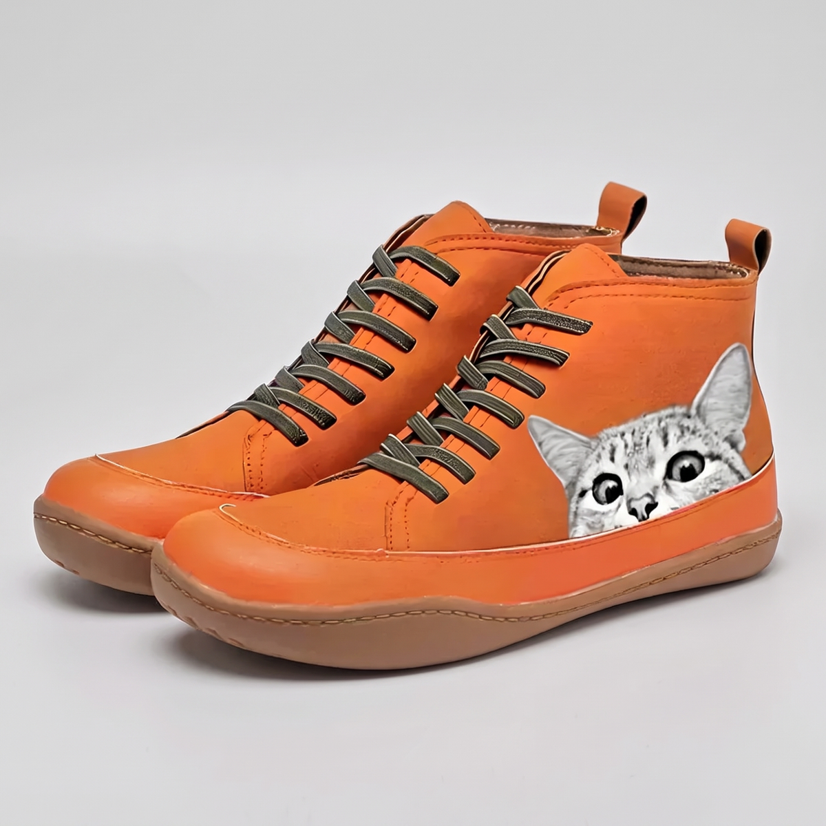 Cleo Feline Leather-Look Boots - Orange