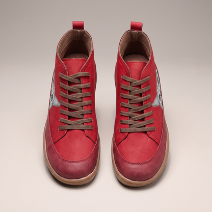 Cleo Feline Leather-Look Boots - Red
