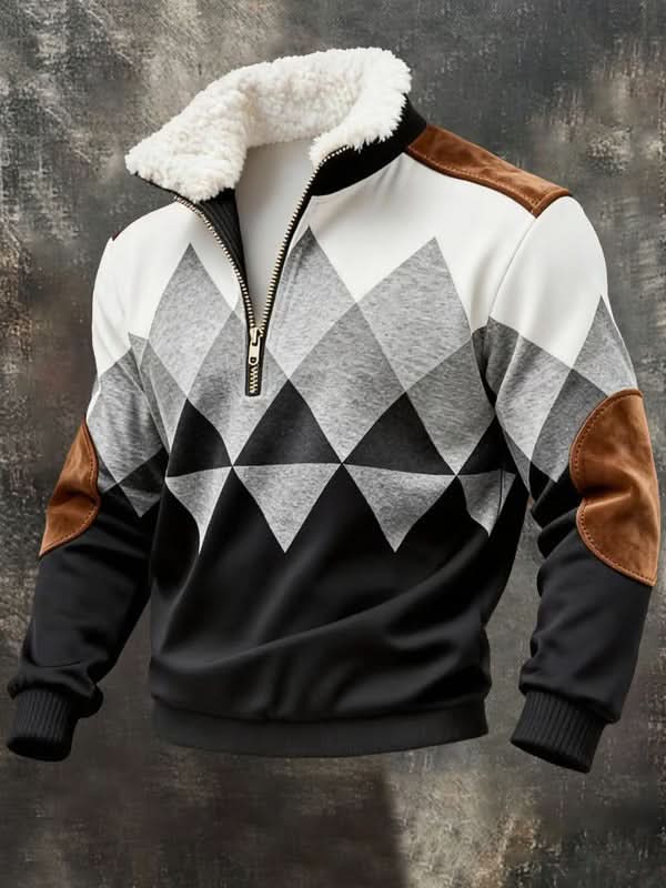 Cole Men’s Zip Sweatshirt - Black White
