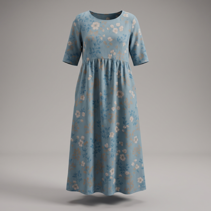 Comfortable Flow Dress - Light Blue