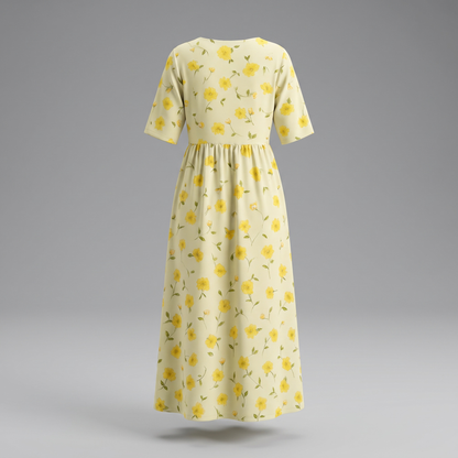 Comfortable Flow Dress - Light Yellow