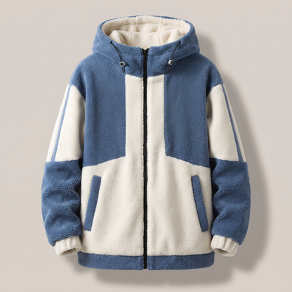 Contrast Panel Fleece Jacket - Blue