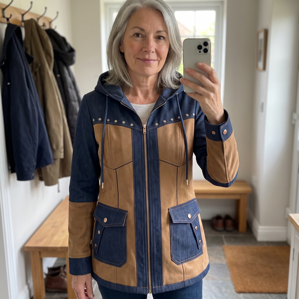 Contrast Panel Hooded Jacket