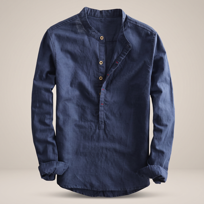 Premium Corden Linen Shirt - Navy