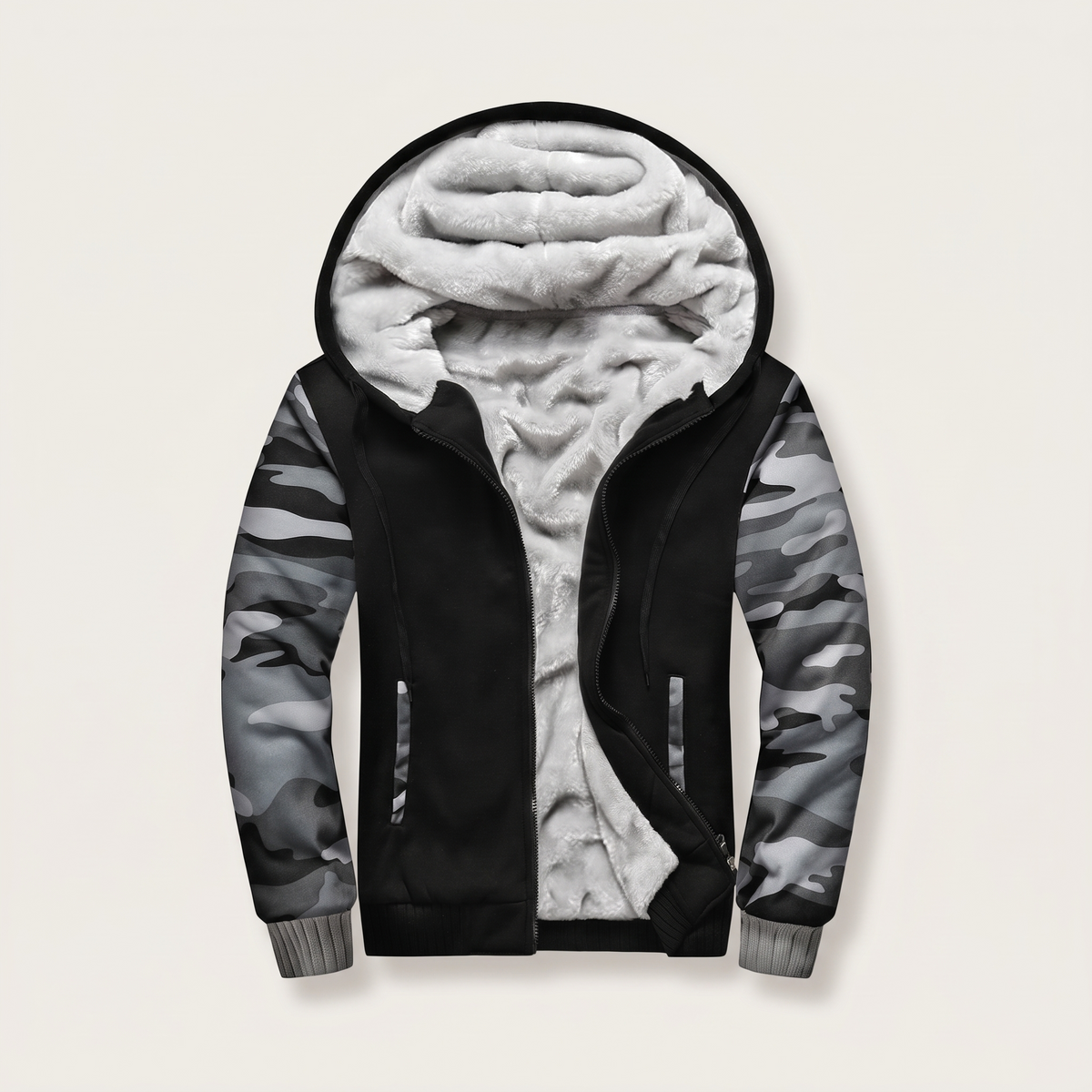 Cormac Heavyweight Fleece Jacket - Army Grey Black