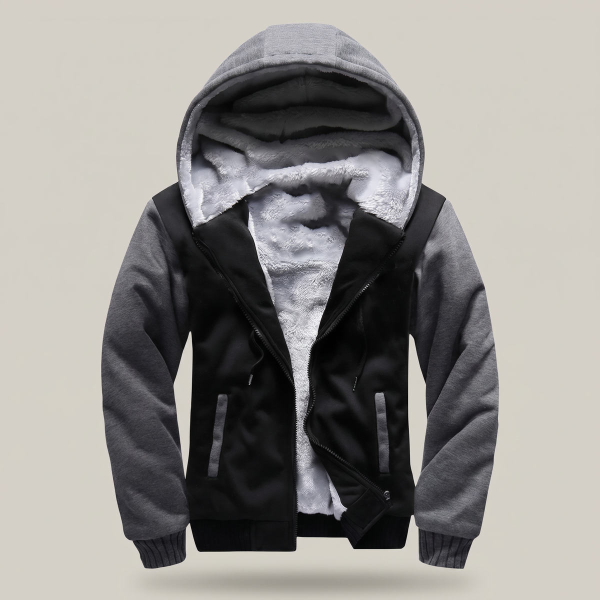 Cormac Heavyweight Fleece Jacket - Black Grey