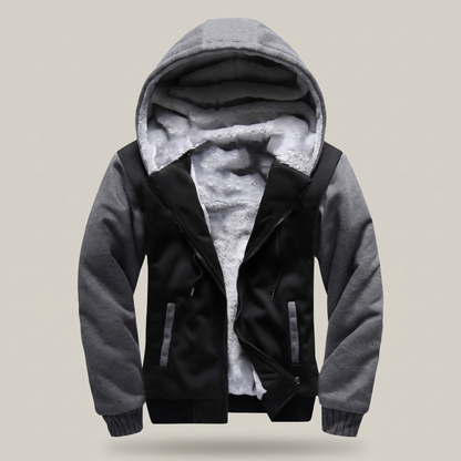 Cormac Heavyweight Fleece Jacket - Black Grey