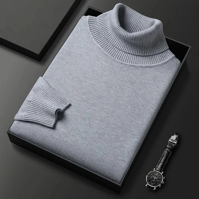 Corvielle Luxe Turtleneck - Light Grey