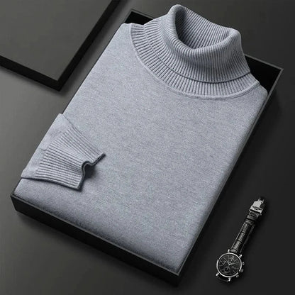 Corvielle Luxe Turtleneck - Light Grey