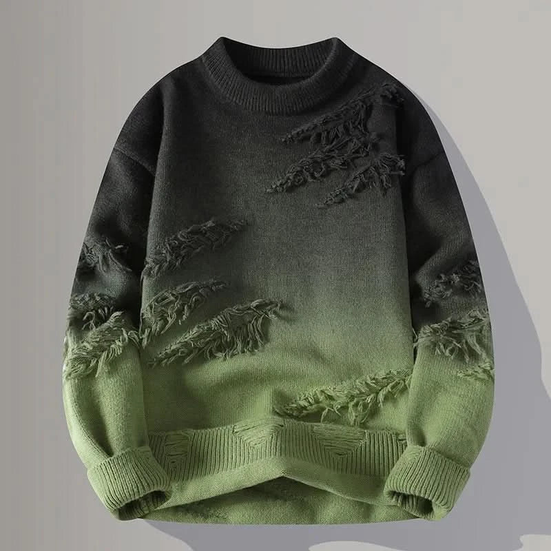 Corvin Distressed Pullover - Black / Green