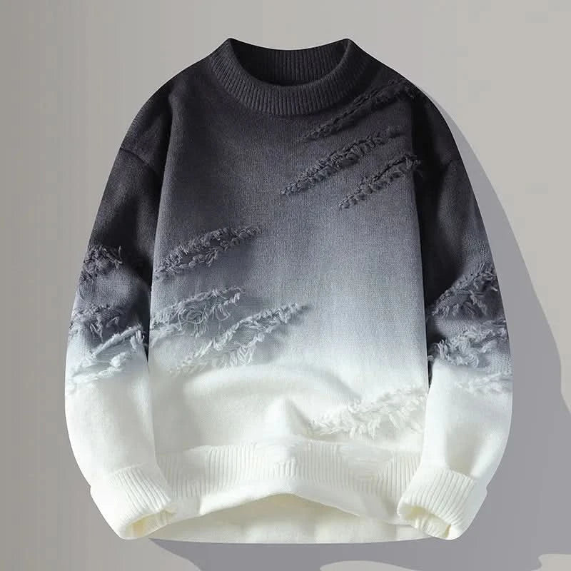 Corvin Distressed Pullover - Black / White