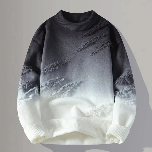 Corvin Distressed Pullover - Black / White