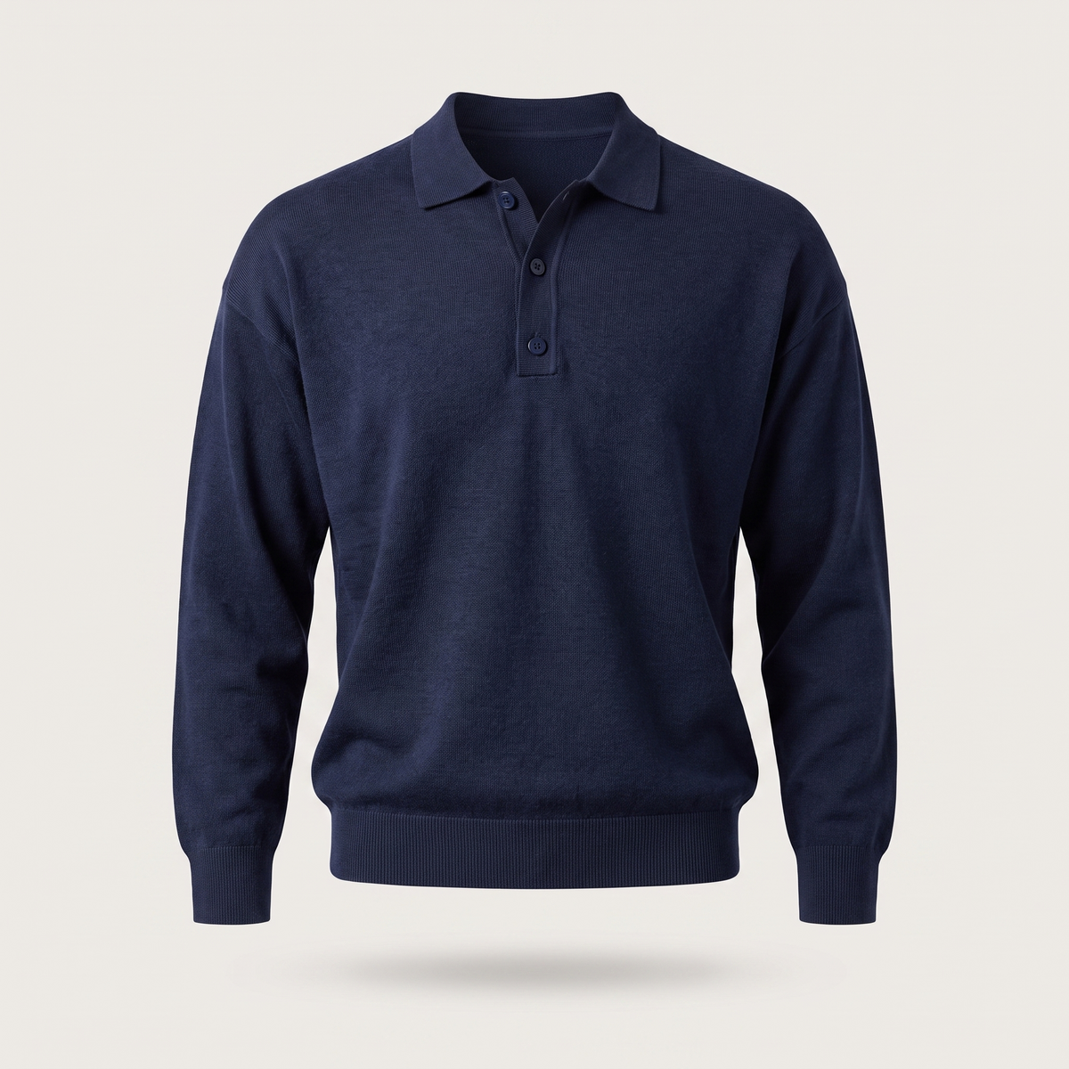 Corvin Wool Polo Shirt - Navy Blue