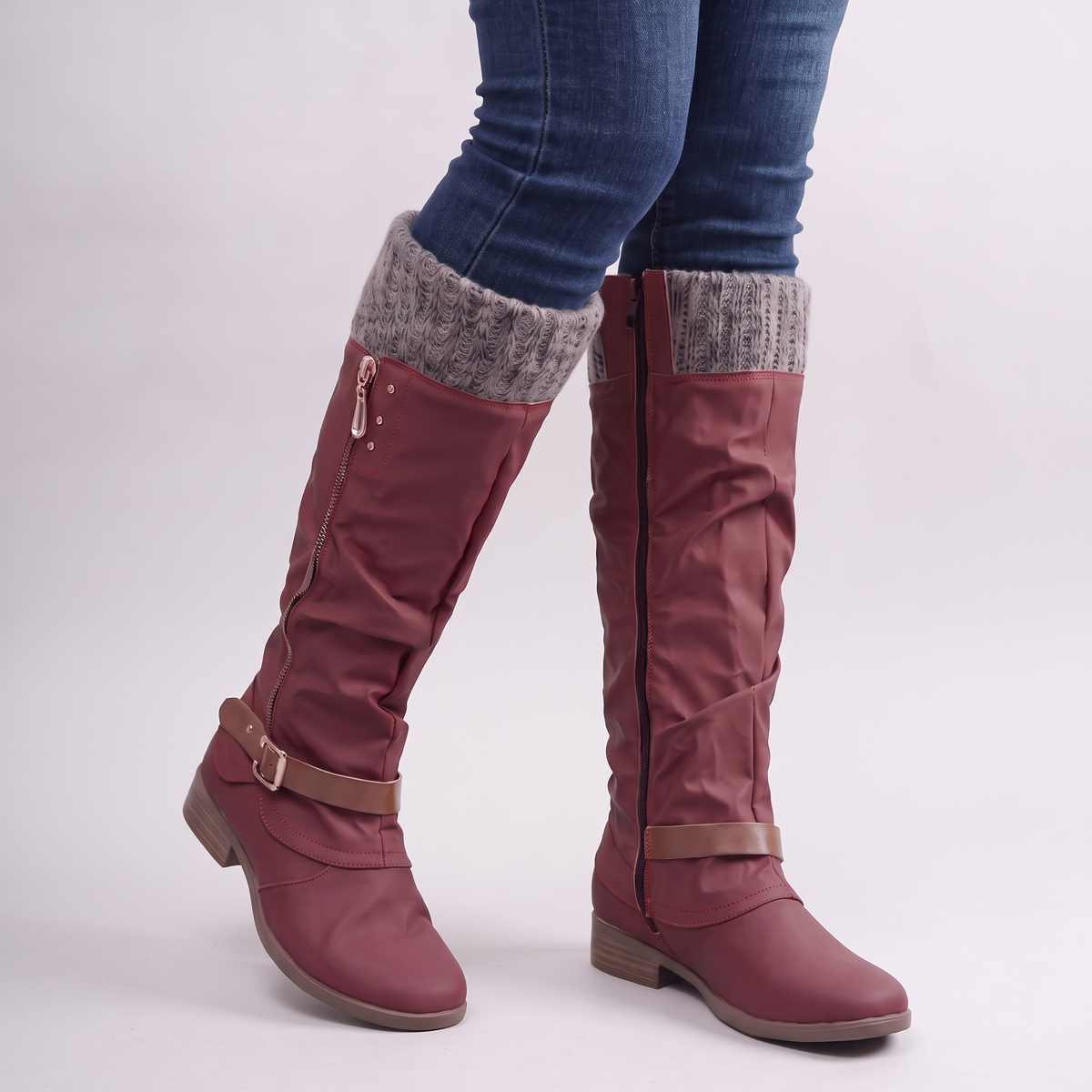 Cosy Knit Top Knee High Boots