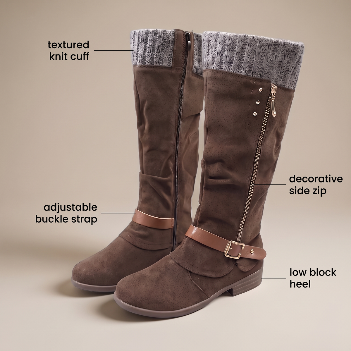 Cosy Knit Top Knee High Boots