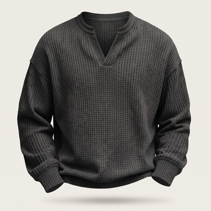 Cosy Layer Waffle Top - Black