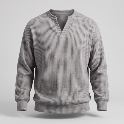 Cosy Layer Waffle Top - Grey