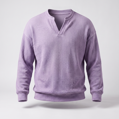 Cosy Layer Waffle Top - Lavender