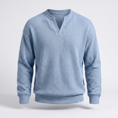 Cosy Layer Waffle Top - Light Blue