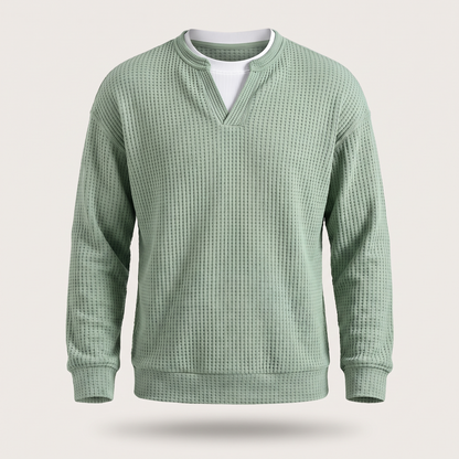 Cosy Layer Waffle Top - Light Green