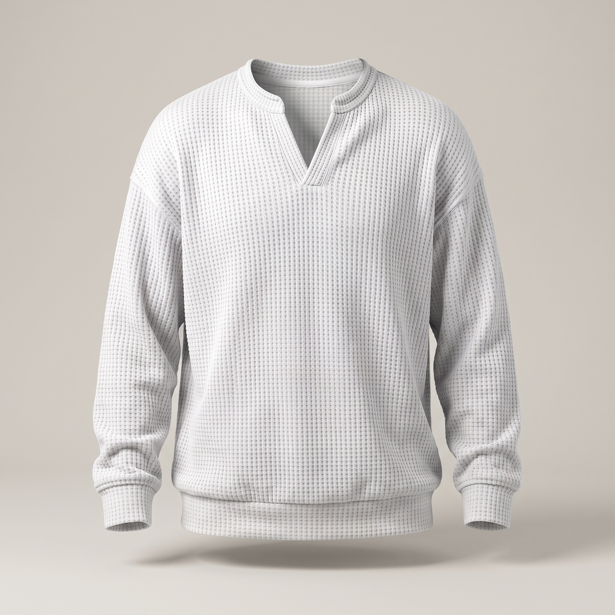 Cosy Layer Waffle Top - White