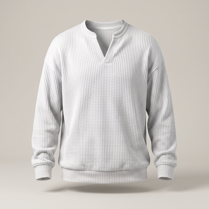 Cosy Layer Waffle Top - White