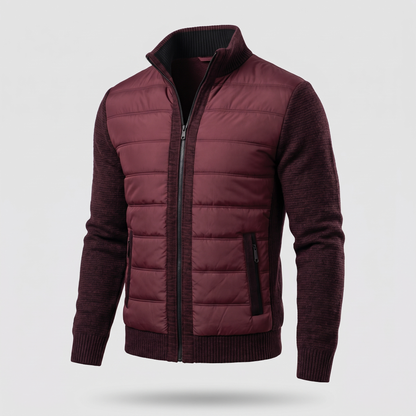 Cosy Textured Padded Jacket - Burgundy
