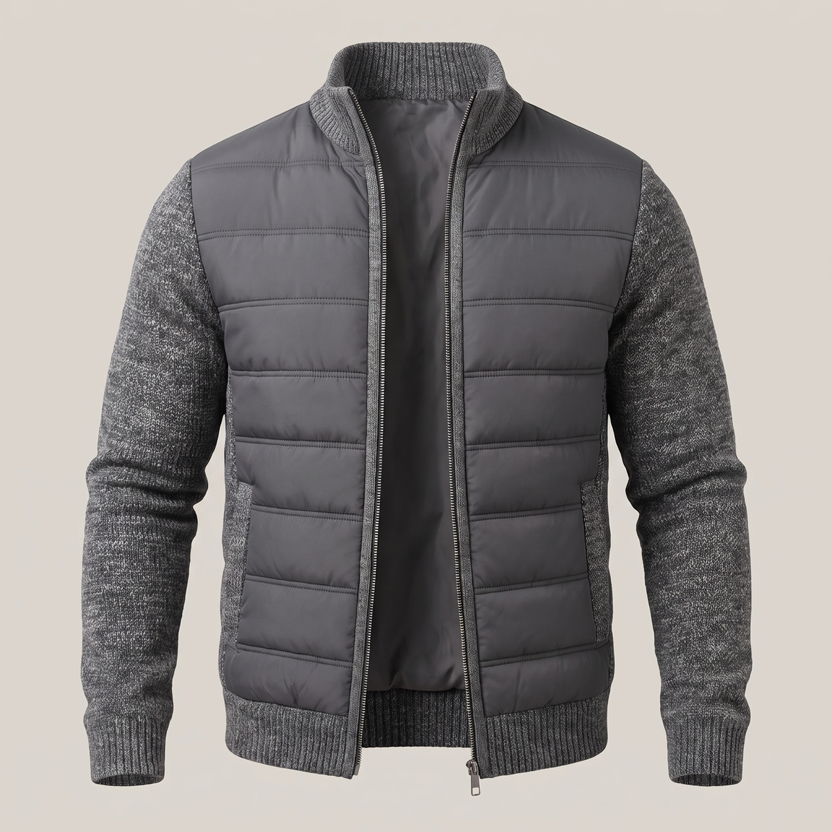 Cosy Textured Padded Jacket - Dark Grey