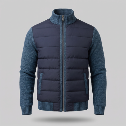 Cosy Textured Padded Jacket - Navy Blue