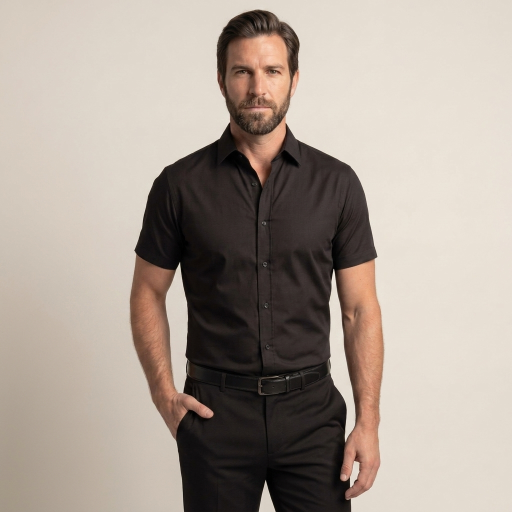 Cressford Fitted Short-Sleeve Shirt - Black