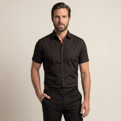 Cressford Fitted Short-Sleeve Shirt - Black