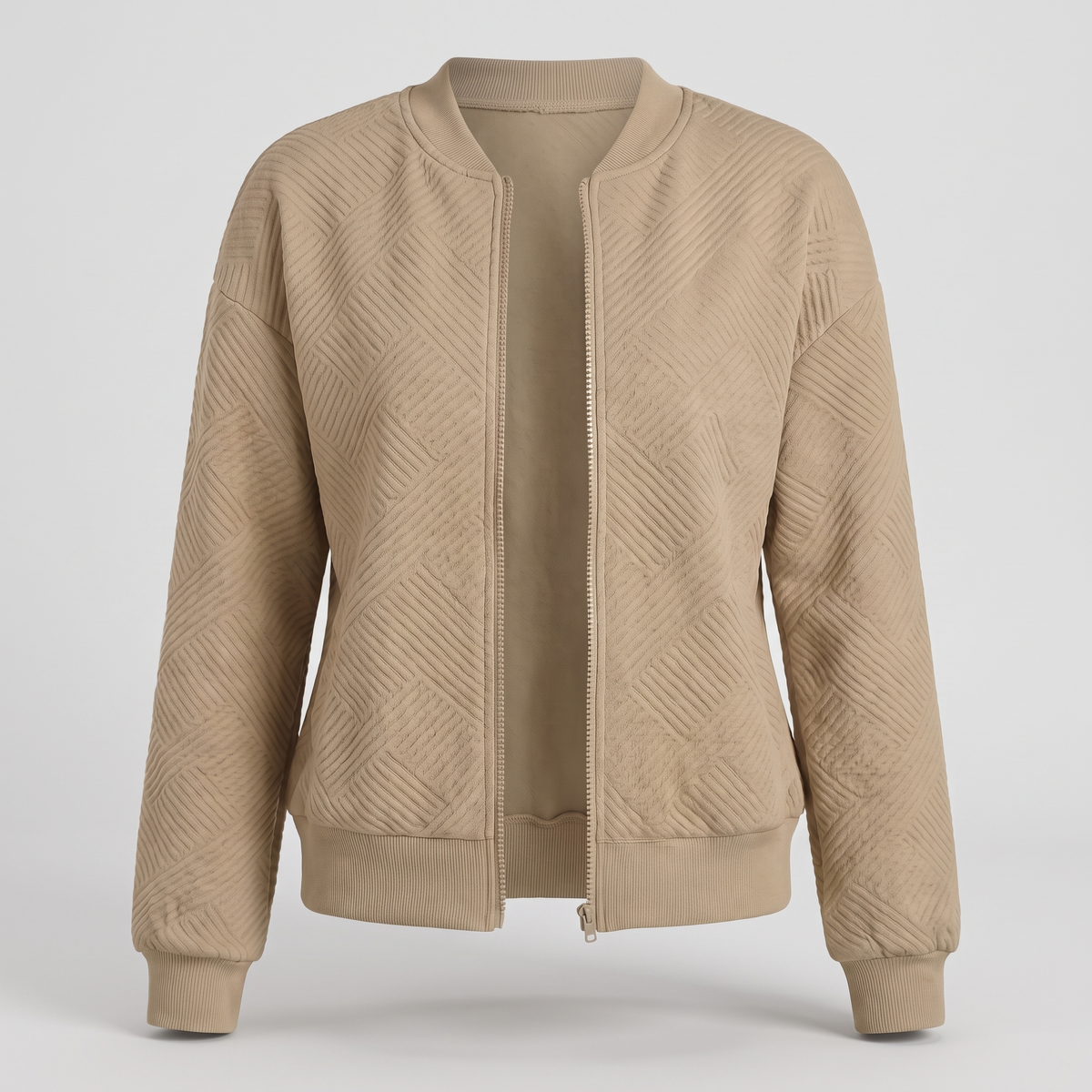 Cresswell Lightweight Zip Cardigan - Khaki