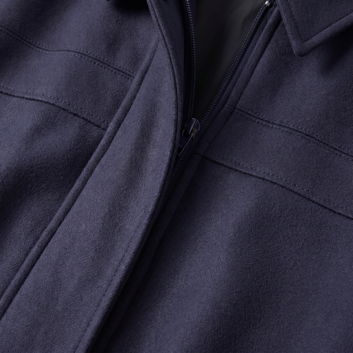 Cropped Suede-Look Collar Bomber