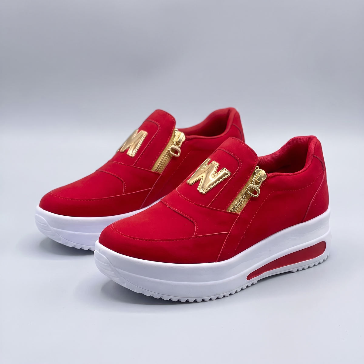 Cushioned Slip on Trainers - Red