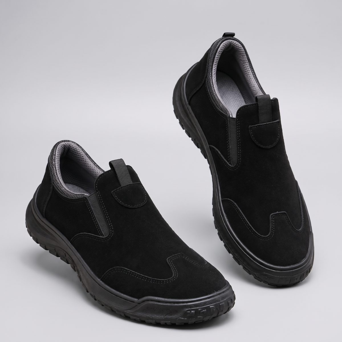 Cushioned Walking Slip-Ons - Black