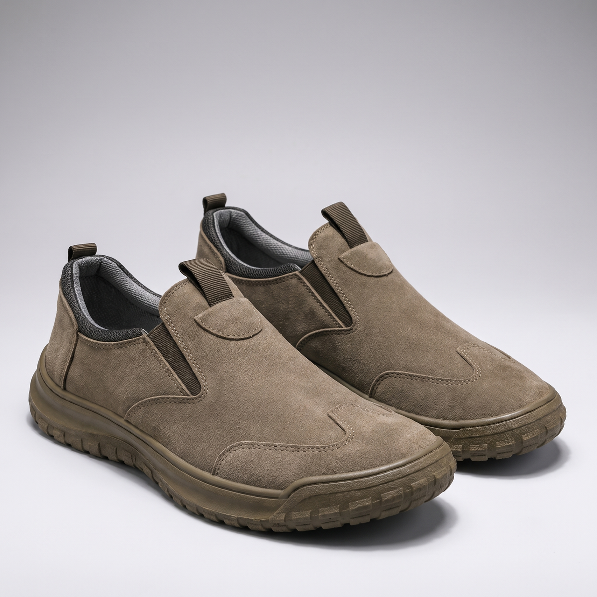 Cushioned Walking Slip-Ons - Brown