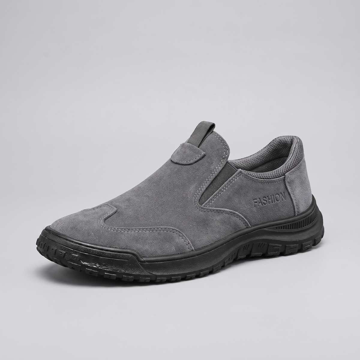Cushioned Walking Slip-Ons - Grey