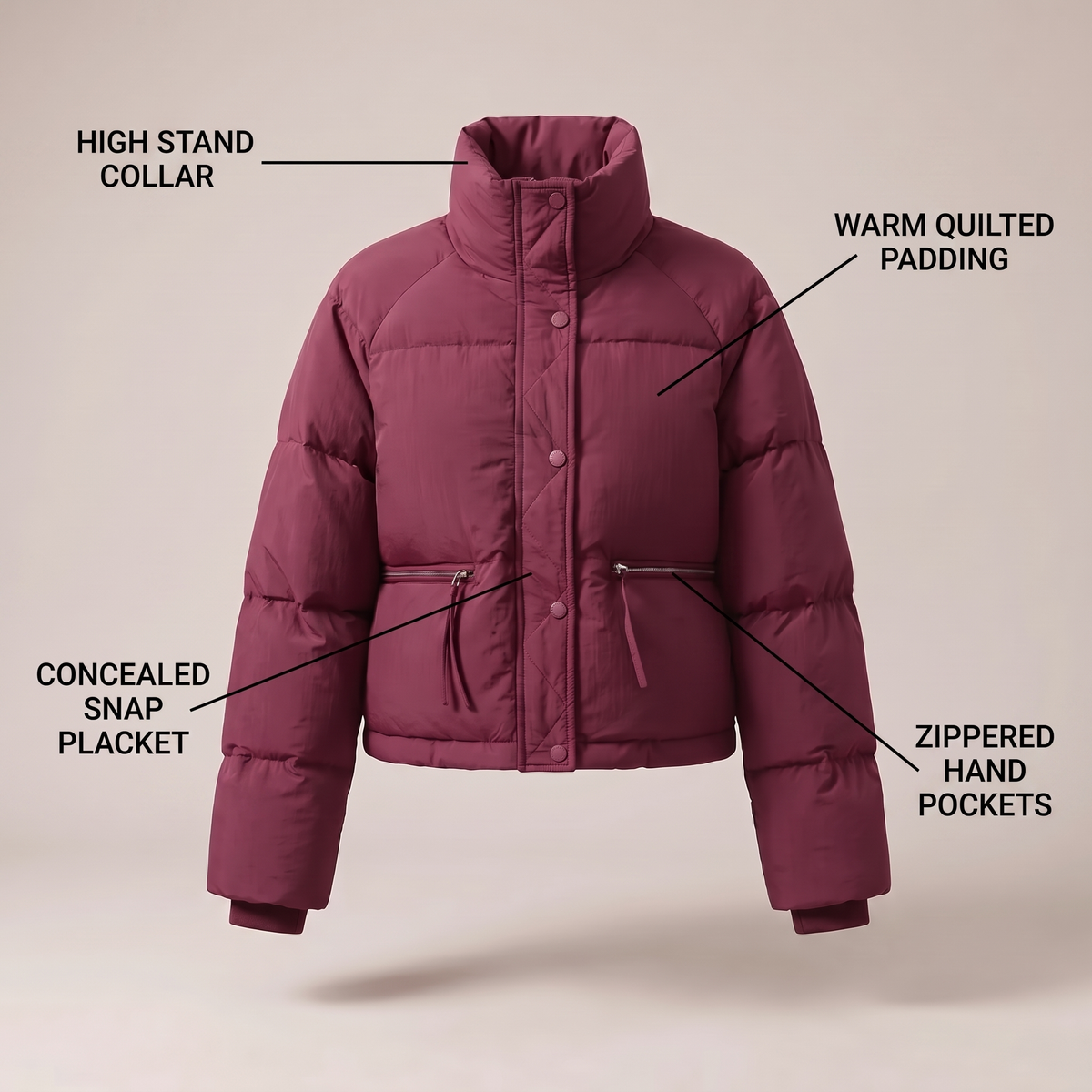 Dahlia Contrast-Collar Winter Coat